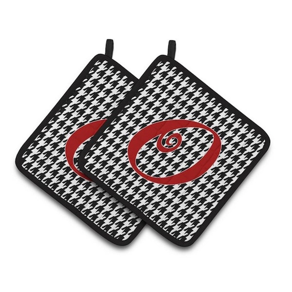 Carolines Treasures Monogram Initial O Houndstooth Black Pair of Pot Holders, 7.5 x 3 x 7.5 in. - CJ1035-OPTHD