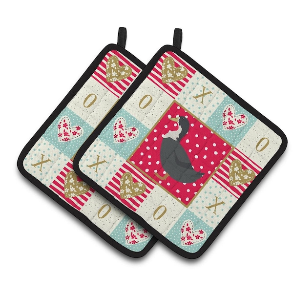 Carolines Treasures 7.5 x 7.5 in. Blue Swedish Duck Love Pair of Pot Holders - CK5289PTHD