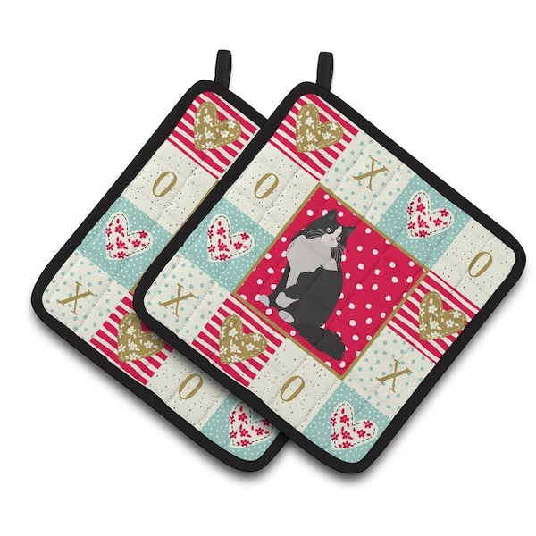 Carolines Treasures 7.5 x 7.5 in. Ragamuffin Cat Love Pair of Pot Holders - CK5781PTHD