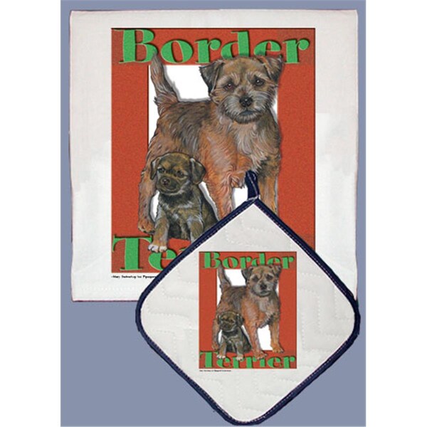 Pipsqueak Productions Dish Towel and Pot Holder Set - Border Terrier - PI392875