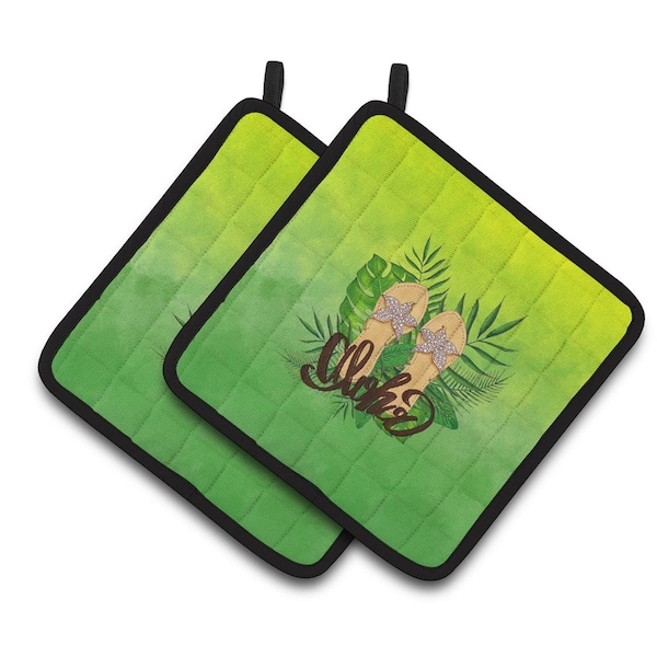 Carolines Treasures Aloha Flip Flops Pair of Pot Holders - BB7449PTHD