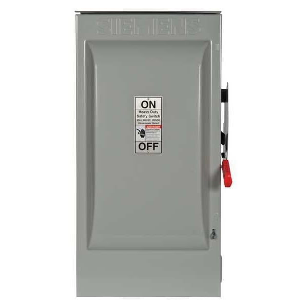 Interruptor de seguridad de fusible Siemens, uso rudo, 240V CA, 2PST, 200 A, NEMA 3R - HF224NR