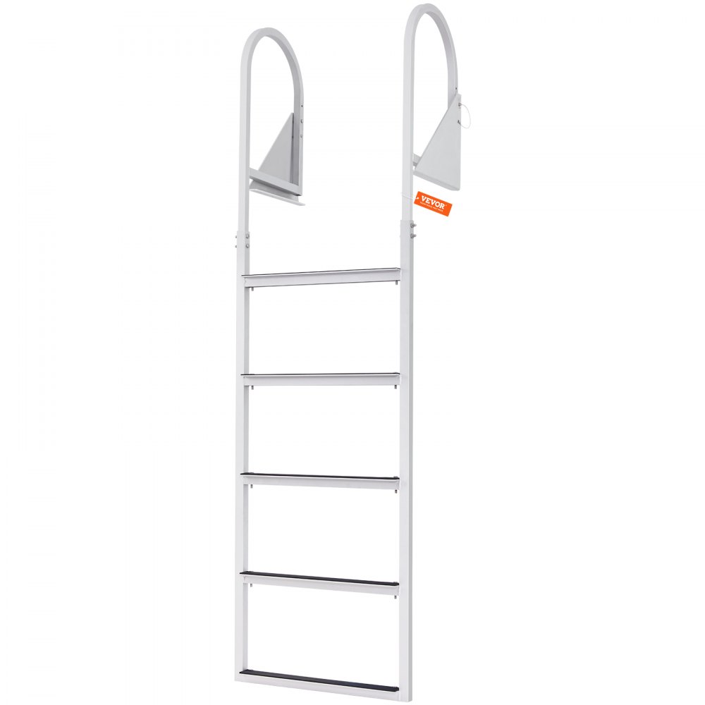 VEVOR Dock Ladder, Flip-Up 5 Steps, 350 lbs Load Capacity, Aluminum Alloy Pontoon Boat Ladder with 2'' Wide Step & Nonslip Rubber Mat, Easy to Install for Ship/Lake/Pool/Marine Boarding - MTZTSFSJFHXJD7UOHV0