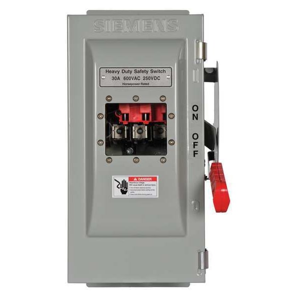 Interruptor de seguridad con fusible Siemens, uso rudo, 600V CA, 3PST, 30 A, NEMA 1 - HF361JW