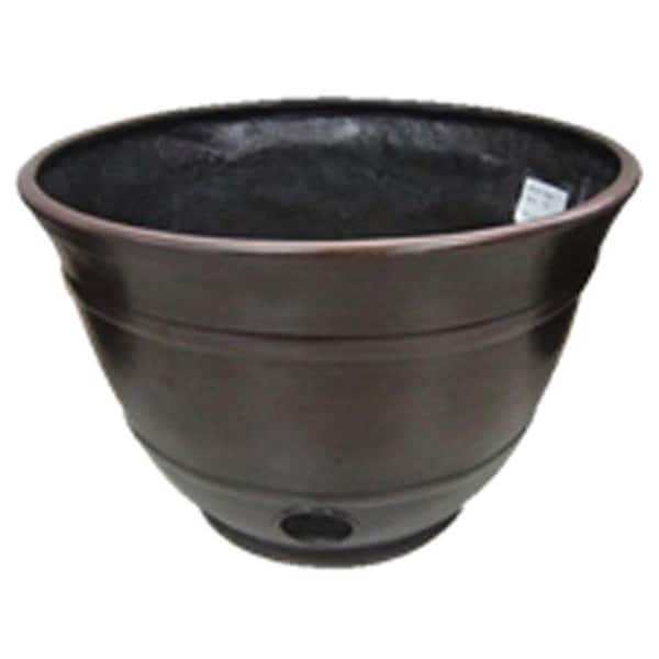 Gardencontrol 12 x 18 in. Burnt Copper High Density Resin Hose Pot - GA8180