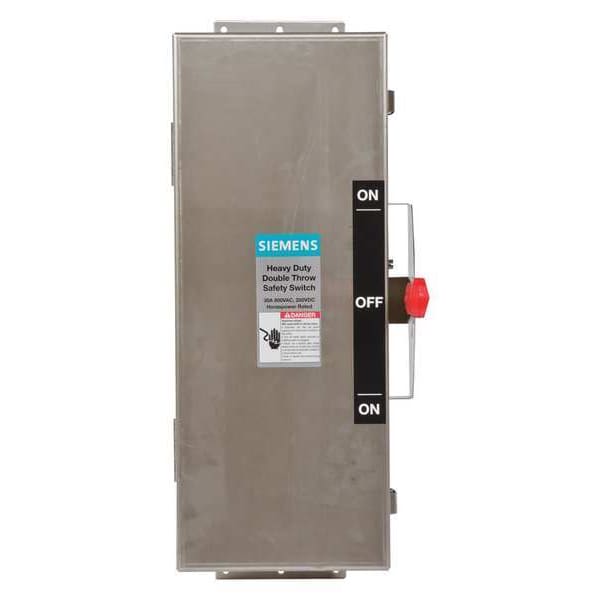 Interruptor de seguridad Siemens no fusible, servicio pesado, 600V AC, 3PST, 30 A, NEMA 4, 4X - DTNF361S.