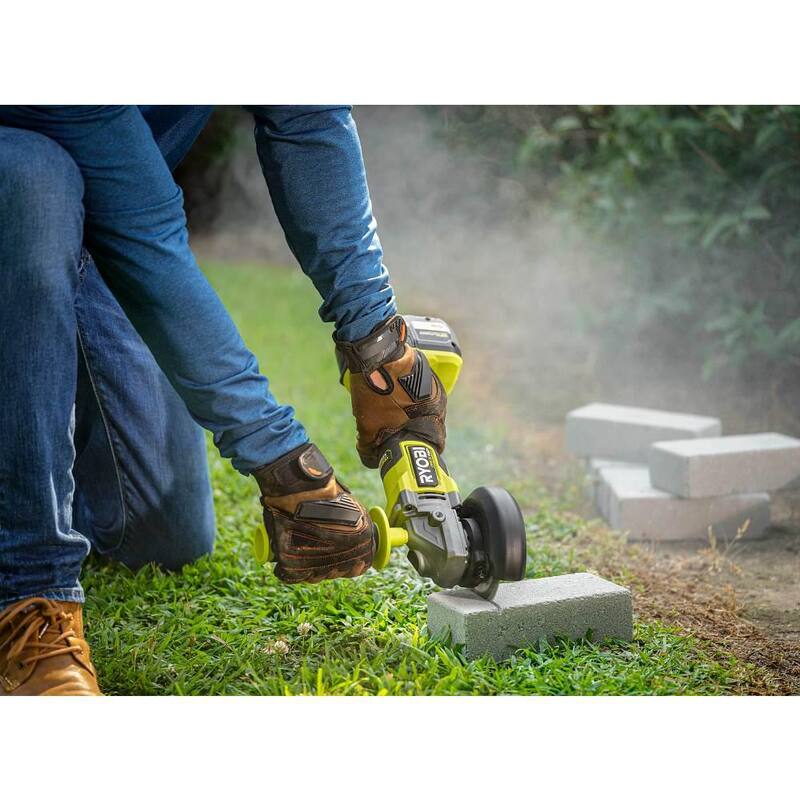 RYOBI ONE+ HP Amoladora Angular Inalámbrica 18V Brushless de 4-1/2 pulgadas con Batería GRATIS de 2.0 Ah (Paquete de 2) - PBLAG01B-PBP2006