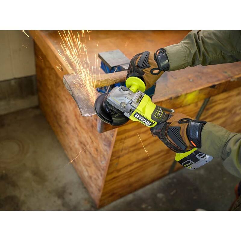 RYOBI ONE+ HP Amoladora Angular Inalámbrica 18V Brushless de 4-1/2 pulgadas con Batería GRATIS de 2.0 Ah (Paquete de 2) - PBLAG01B-PBP2006