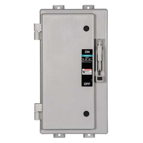 Interruptor de seguridad con fusible Siemens, servicio pesado, 600V CA, 3PST, 200 A, NEMA 4X - HF364NX.
