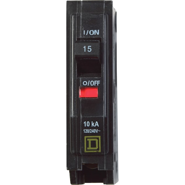 Square D Miniature Circuit Breaker, QO Series, 15A, 1 Pole, 120/240V AC, 10kA at 120/240V AC - QO115CP1235