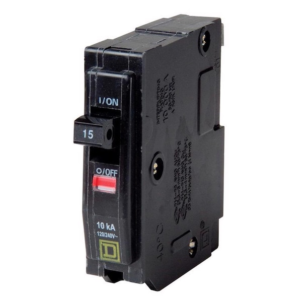Square D Miniature Circuit Breaker, QO Series, 15A, 1 Pole, 120/240V AC, 10kA at 120/240V AC - QO115CP1235