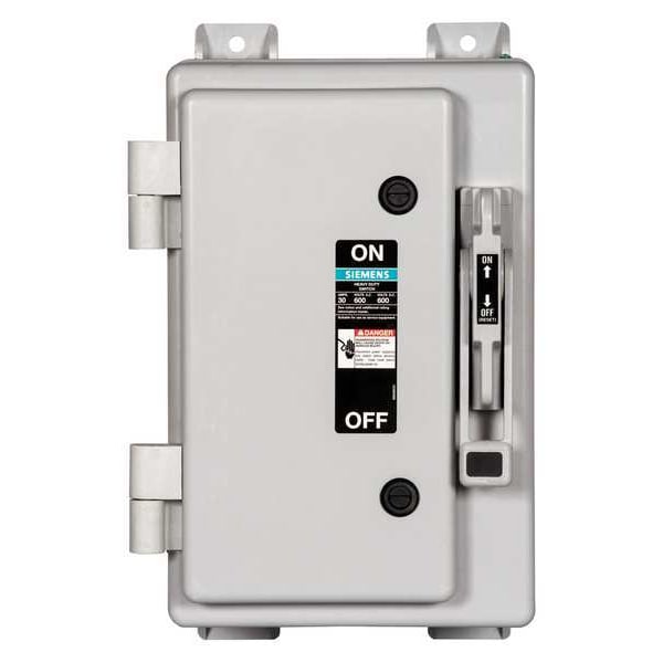Interruptor de seguridad Siemens no fusible, servicio pesado, 600V AC, 3PST, 30 A, NEMA 4X - HNF361X