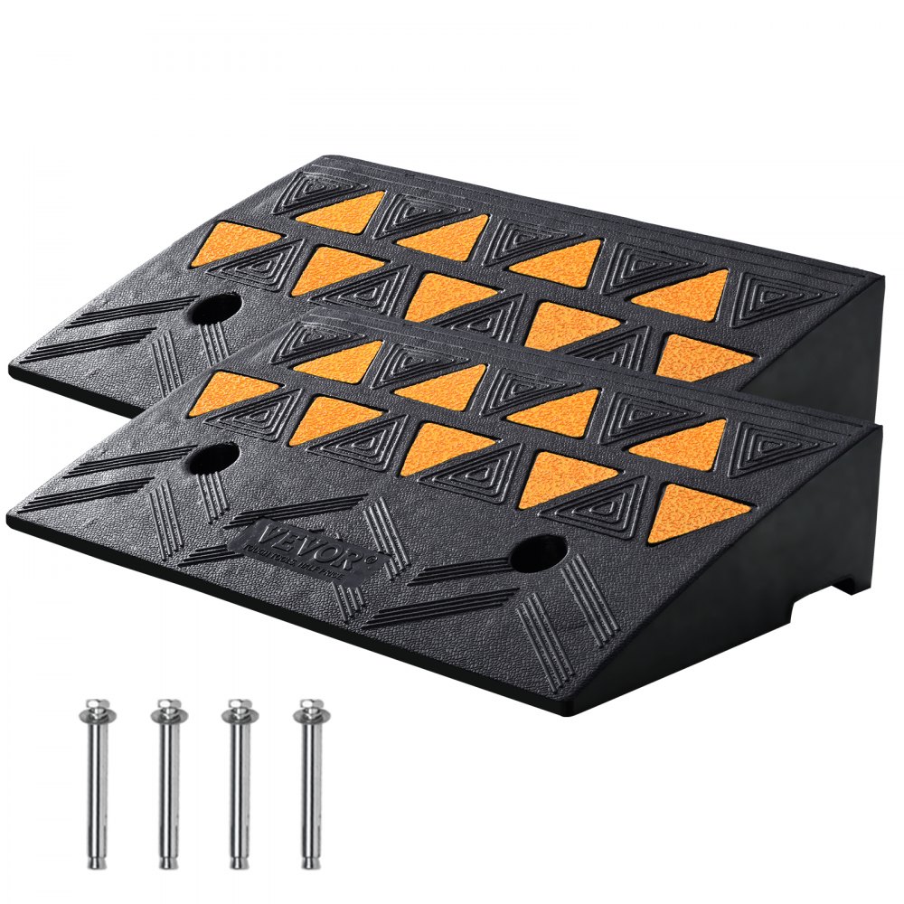 VEVOR Rubber Curb Ramp 2 Pack, 4.3" Rise Height Heavy-Duty 33069 lbs/15 T Capacity Threshold Ramps, Driveway Ramps with Stable Grid Structure for Cars, Wheelchairs, Bikes, Motorcycles - SJDLYPDGB2197XYY7V0