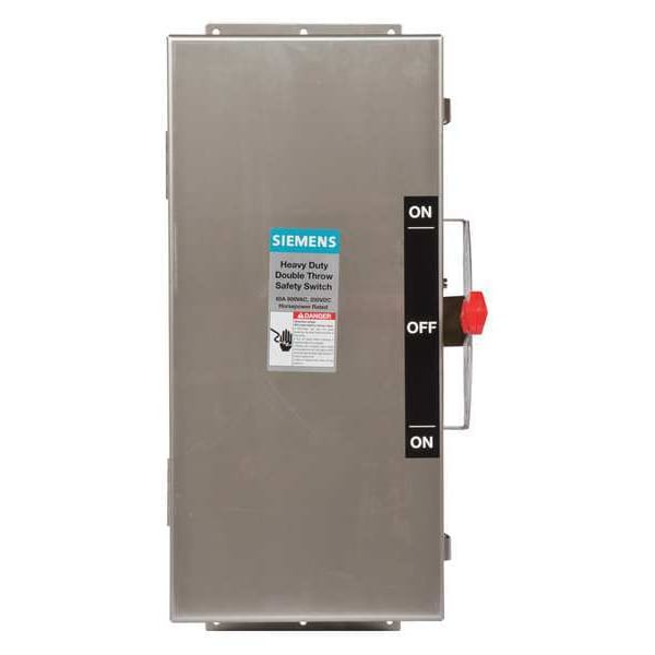 Interruptor de seguridad Siemens no fusible, servicio pesado, 600V CA, 3PST, 60 A, NEMA 4, 4X - DTNF362S