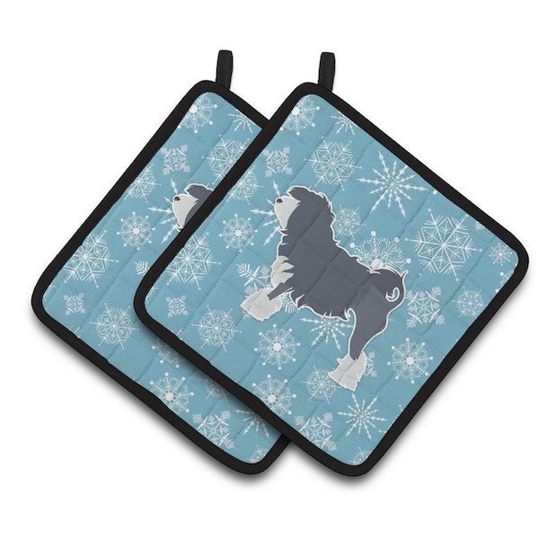 Carolines Treasures Winter Snowflake Lowchen Pair of Pot Holders - BB3535PTHD