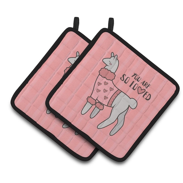 Carolines Treasures Nursery You are So Loved Llama Pair of Pot Holders - BB7469PTHD