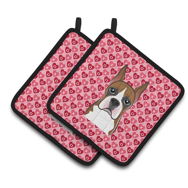 Carolines Treasures Boxer Hearts Pair of Pot Holders - BB5293PTHD