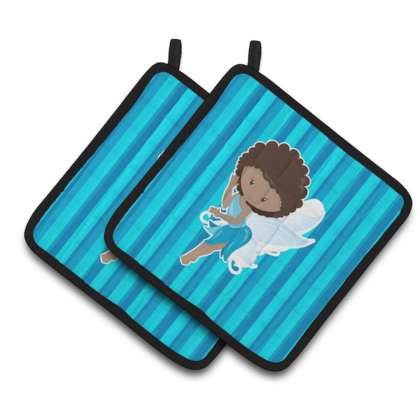 Carolines Treasures Fairy Blue Stripes Pair of Pot Holders - BB6906PTHD