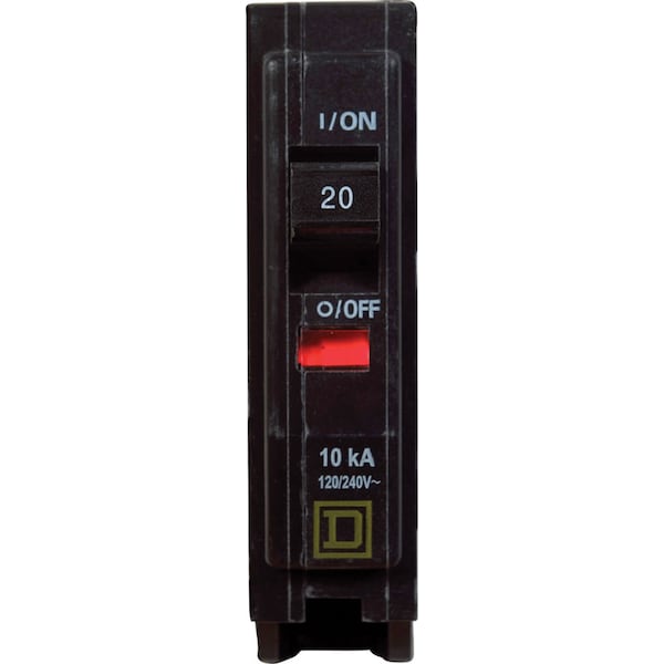 Square D Miniature Circuit Breaker, QO Series, 20A, 1 Pole, 120/240V AC, 10kA at 120/240V AC - QO120CP1235