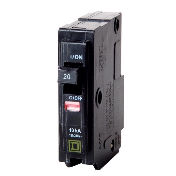 Square D Miniature Circuit Breaker, QO Series, 20A, 1 Pole, 120/240V AC, 10kA at 120/240V AC - QO120CP1235