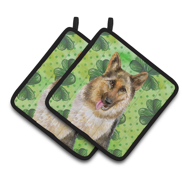 Carolines Treasures German Shepherd St.Patricks Pair of Pot Holders - BB9828PTHD