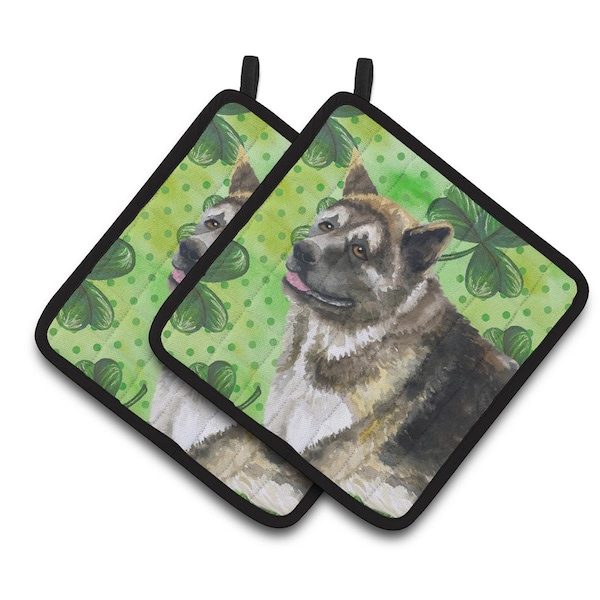 Carolines Treasures American Akita St.Patricks Pair of Pot Holders - BB9843PTHD