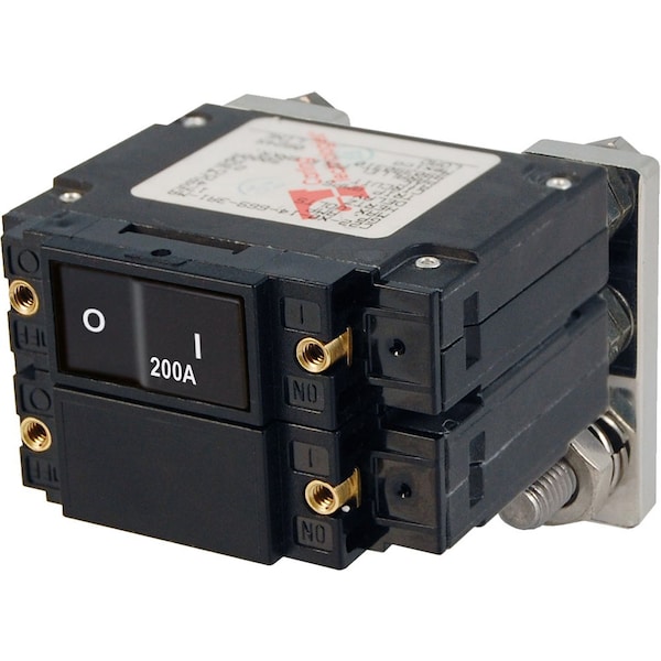 Blue Sea Systems Circuit Breaker, C Series, 200A, 2 Pole, 120/240V AC, 5kA at 48V DC - 7476
