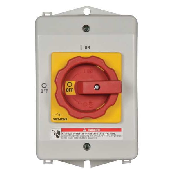 Interruptor de seguridad Siemens sin fusible, servicio pesado, 600V AC, 3PST, 30 A, NEMA 1, 12K, 4X - 3LD22642TW530US2