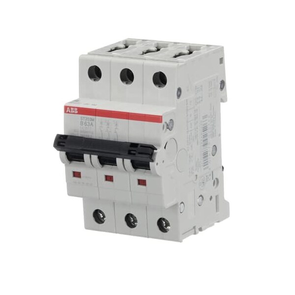 Abb Circuit Breaker, EP100 Series, 63A, 3 Pole, 277/480V AC, 10kA at 277/480V AC, B Curve - ST203M-B63