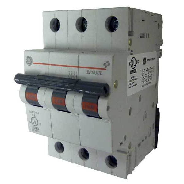 Abb Circuit Breaker, EP100 Series, 63A, 3 Pole, 277/480V AC, 10kA at 277/480V AC, B Curve - ST203M-B63
