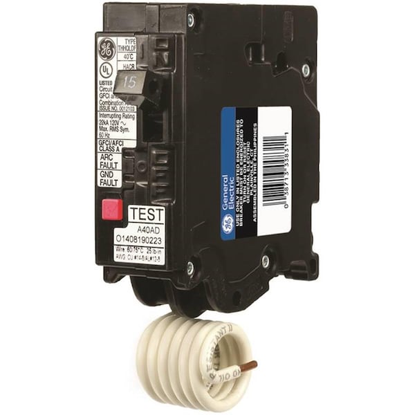 Ge Electric Circuit Breaker, 15A, 1 Pole, 120V AC - 7111305