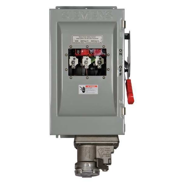 Interruptor de seguridad Siemens no fusible, servicio pesado, 600V CA, 3PST, 60 A, NEMA 3R - HNF362JCHW