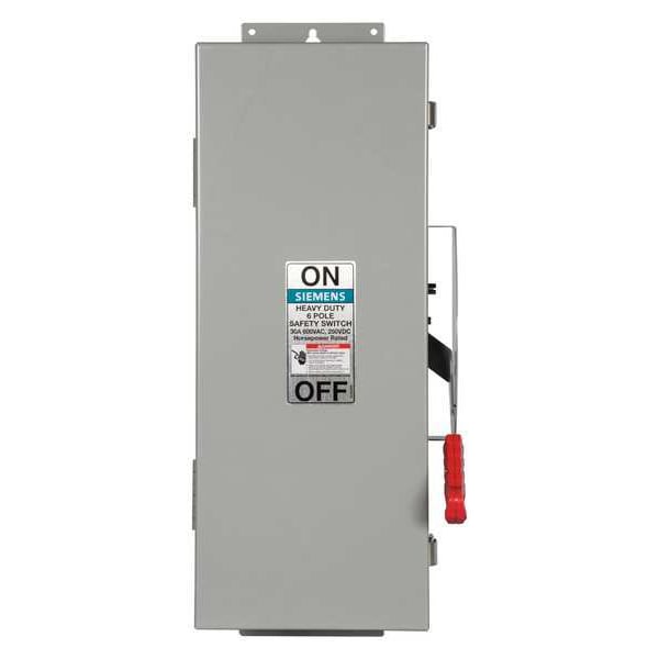 Interruptor de seguridad sin fusible Siemens, servicio pesado, 600V CA, 6PST, 30 A, NEMA 12 - HNF661J