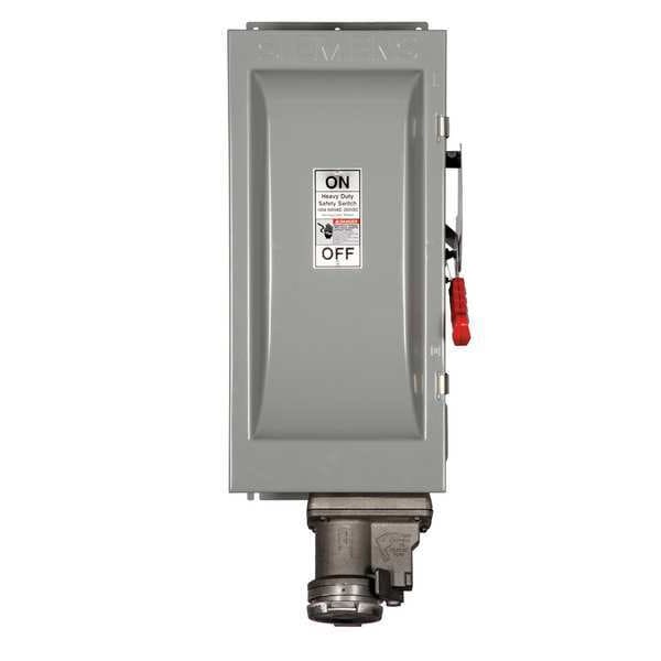 Interruptor de seguridad fusible Siemens, uso rudo, 600V AC, 3PST, 100 A, NEMA 12 - HF363JCH.