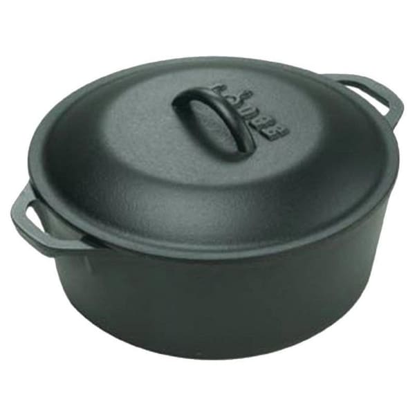 Lodge Dutch Oven, 7 qt Capacity, Cast Iron, Black, Loop Handle - L10DOL3