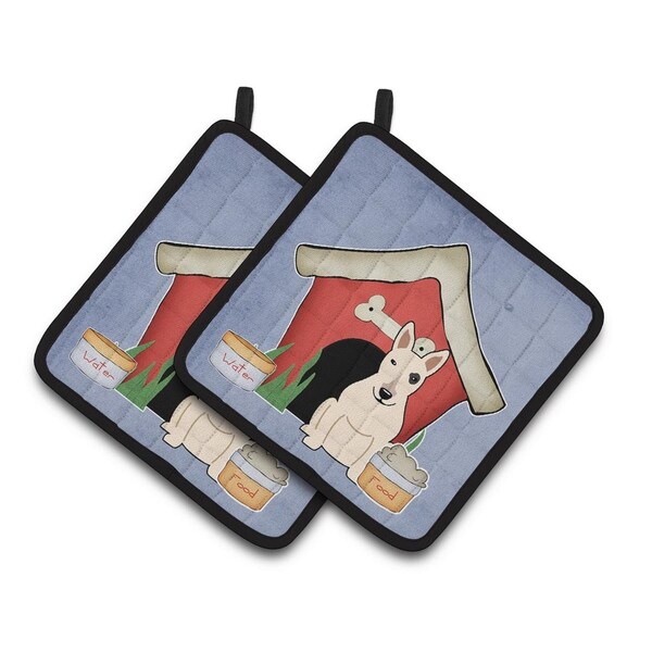 Carolines Treasures Dog House Collection Bull Terrier White Pair of Pot Holders - BB2892PTHD