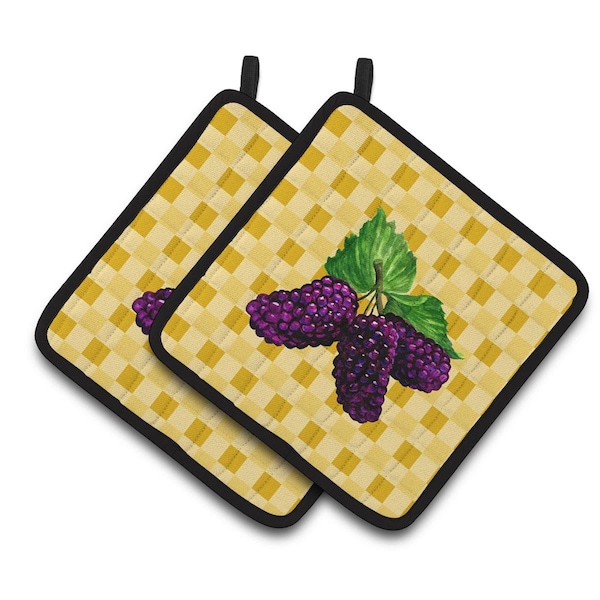 Carolines Treasures Mulberries on Basketweave Pair of Pot Holders - BB7237PTHD