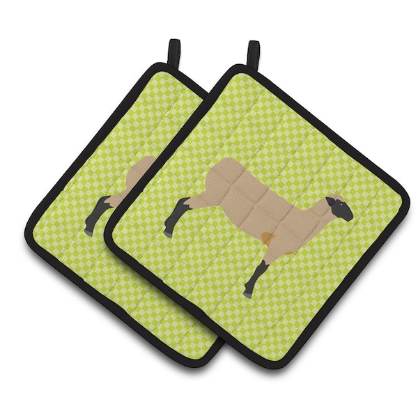 Carolines Treasures Hampshire Down Sheep Green Pair of Pot Holders - BB7802PTHD