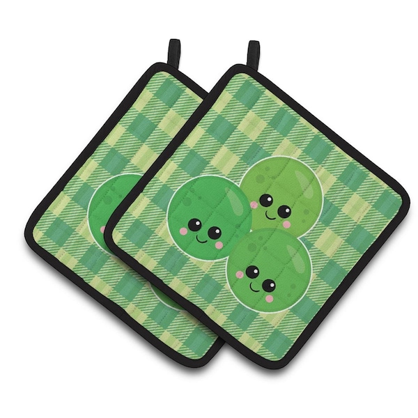 Carolines Treasures Three Peas Pair of Pot Holders - BB6890PTHD