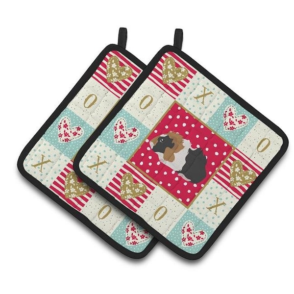 Carolines Treasures Carolines Treasures CK5426PTHD 7.5 x 7.5 in. Abyssinian Guinea Pig Love Pair of Pot Holders - CK5426PTHD