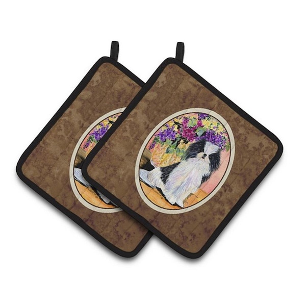 Carolines Treasures Japanese Chin Pair of Pot Holders, 7.5 x 3 x 7.5 in. - SS8299PTHD