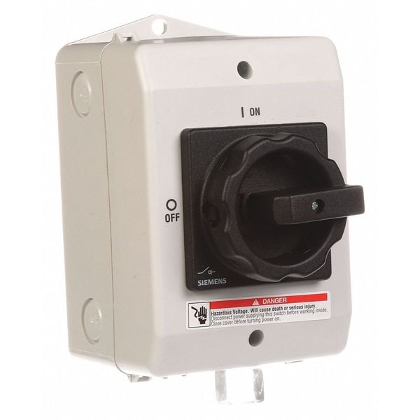 Interruptor de seguridad Siemens no fusible, servicio pesado, 600V AC, 3PST, 16 A, NEMA 1, 12K, 4X - 3LD20640TB510US2