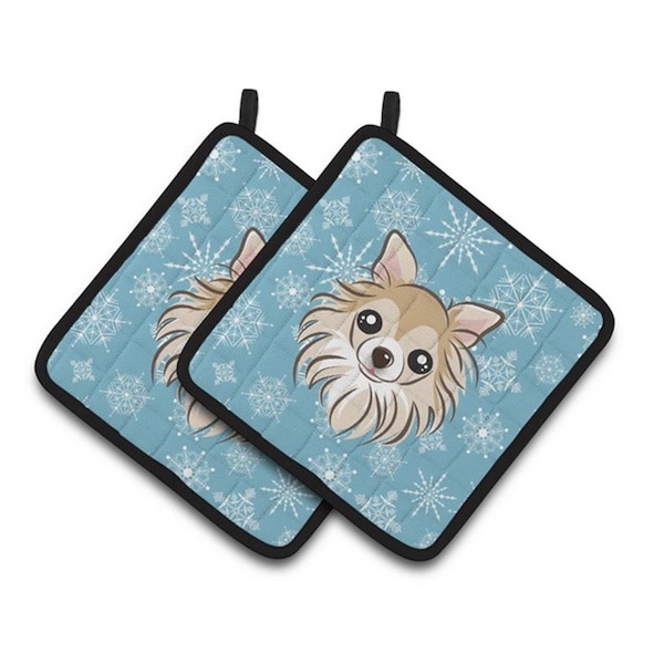 Carolines Treasures Snowflake Chihuahua Pair of Pot Holders, 7.5 x 3 x 7.5 in. - BB1685PTHD