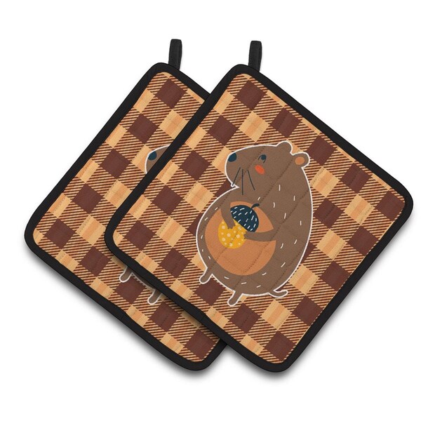 Carolines Treasures Suirrel With a Nut Pair of Pot Holders - BB6766PTHD