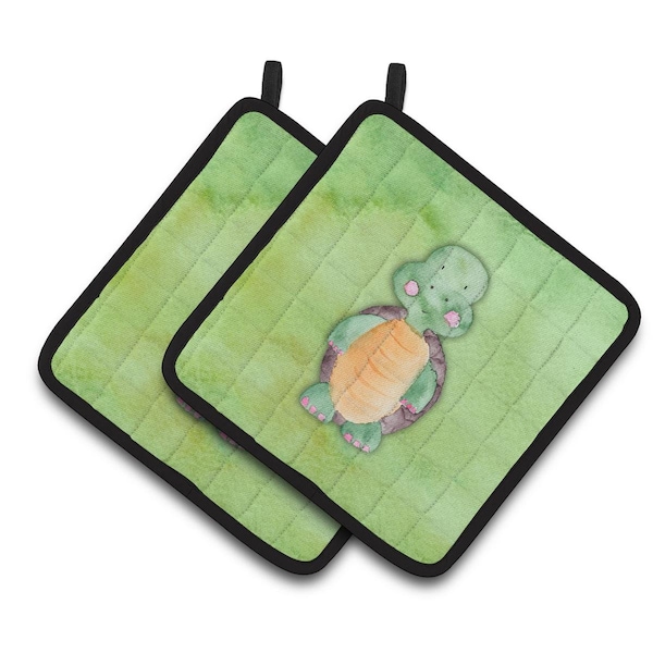Carolines Treasures Turtle Watercolor Pair of Pot Holders - BB7382PTHD