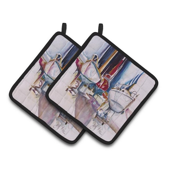 Carolines Treasures Dry Dock Sailboats Pair of Pot Holders, 7.5 x 3 x 7.5 in. - JMK1240PTHD