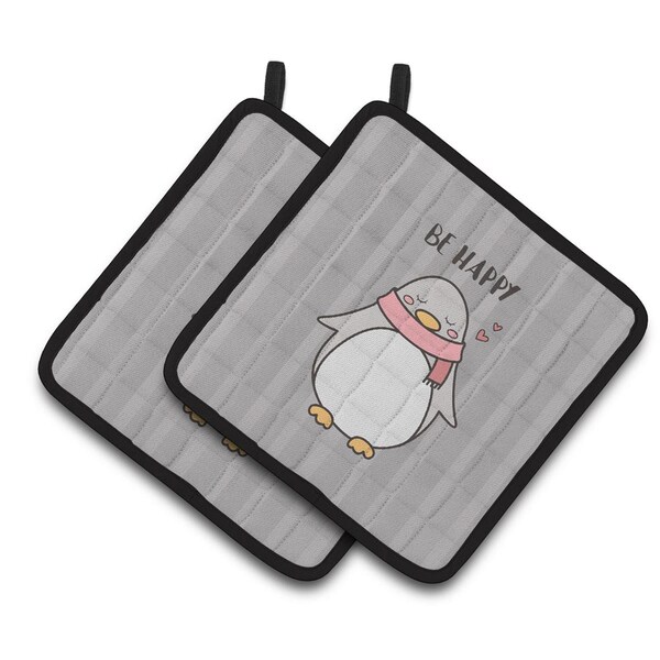 Carolines Treasures Nursery Be Happy Penquin Pair of Pot Holders - BB7478PTHD