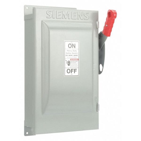 Interruptor de seguridad Siemens con fusible, servicio pesado, 240V AC, 2PST, 60 A, NEMA 12 - HF222J