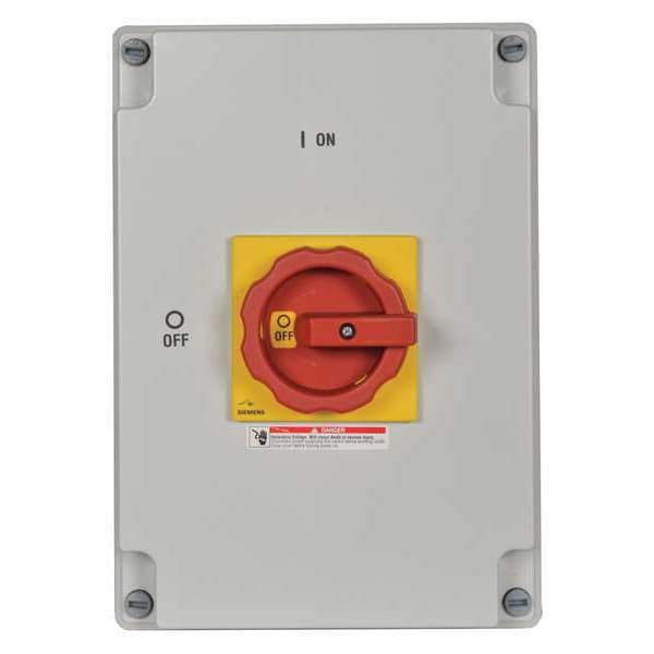 Interruptor de seguridad no fusible Siemens, servicio pesado, 600V CA, 3PST, 100 A, NEMA 1, 12K, 4X - 3LD27661GP530US2