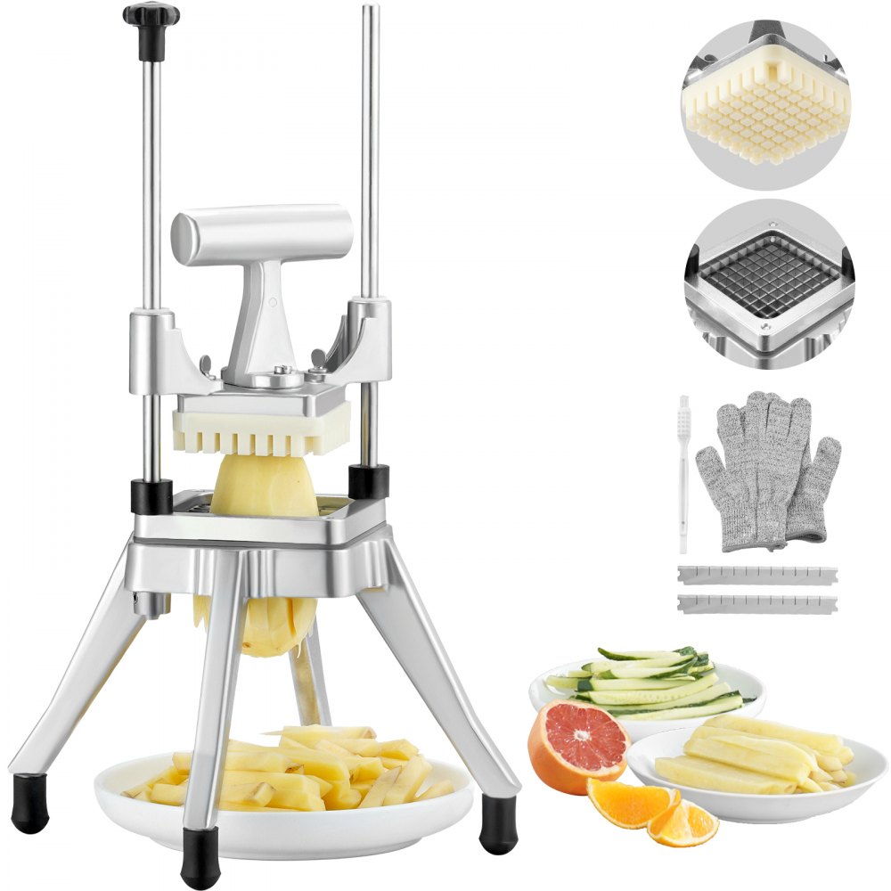 VEVOR Commercial Vegetable Fruit Chopper 3/8″ Blade Heavy Duty Professional Food Dicer Kattex French Fry Cutter Onion Slicer Stainless Steel for Tomato Peppers Potato Mushroom, Sliver - ZT38INCH420J2LKZUV0